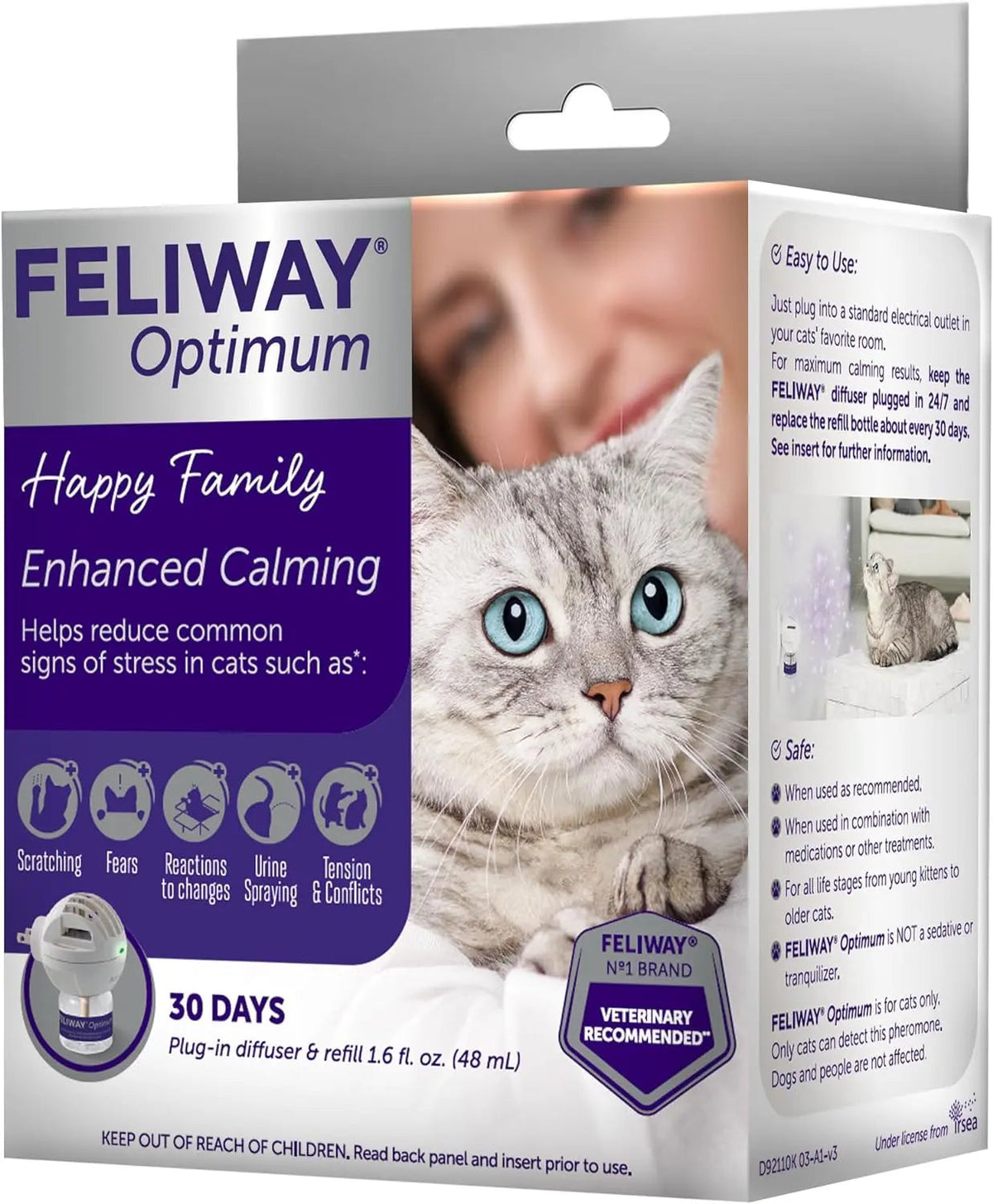 Feliway Optimum Cat Calming Diffuser Starter Kit, 48ml – 30-Day Stress Relief
