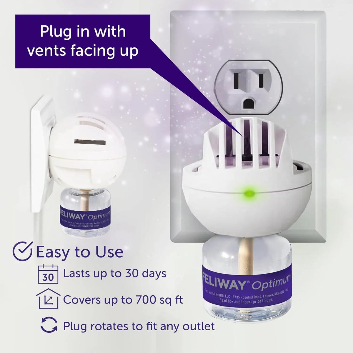 Feliway Optimum Cat Calming Diffuser Starter Kit, 48ml – 30-Day Stress Relief