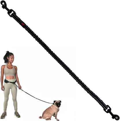 Hands Free Dog Leash Heavy Duty Bungee Waist Belt Reflective Training