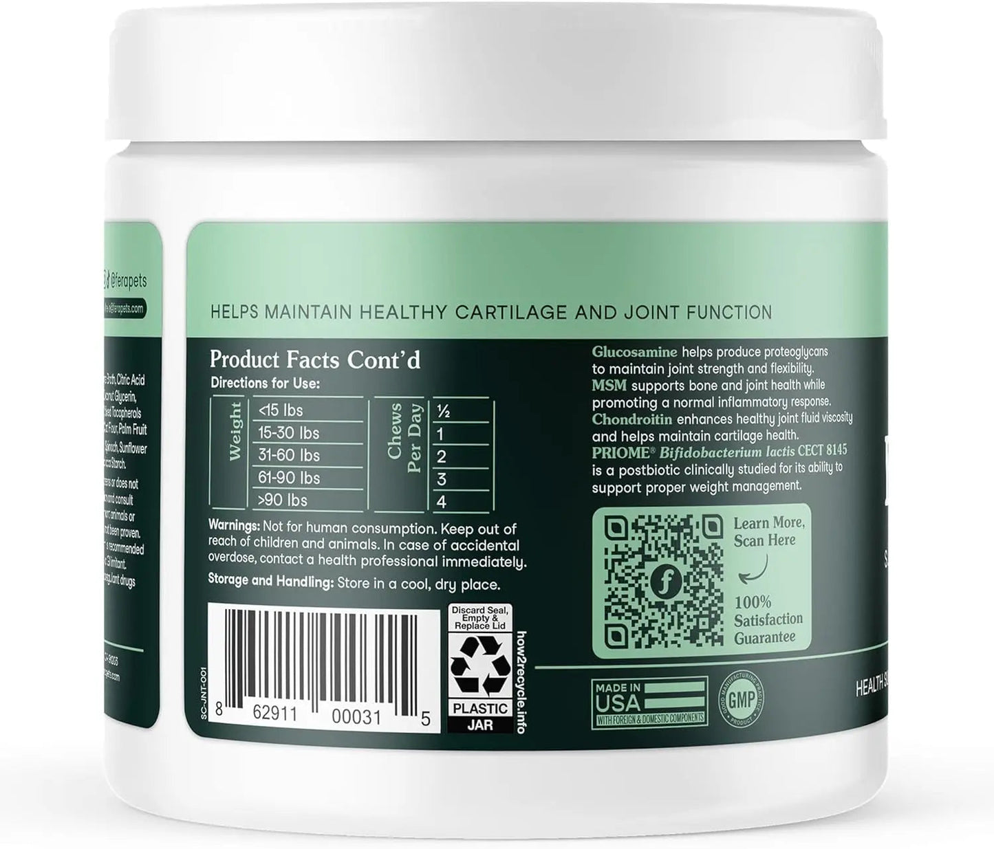 Hip & Joint Supplement for Dogs – 90 Soft Chews, Glucosamine & MSM