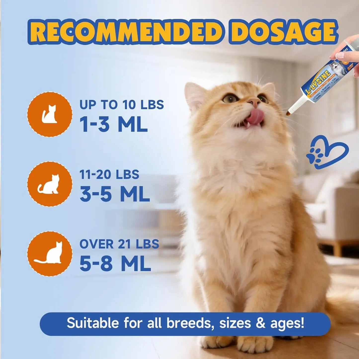 L-Lysine Paste for Cats Taurine Omega 3 Immune Eye Respiratory 60ml