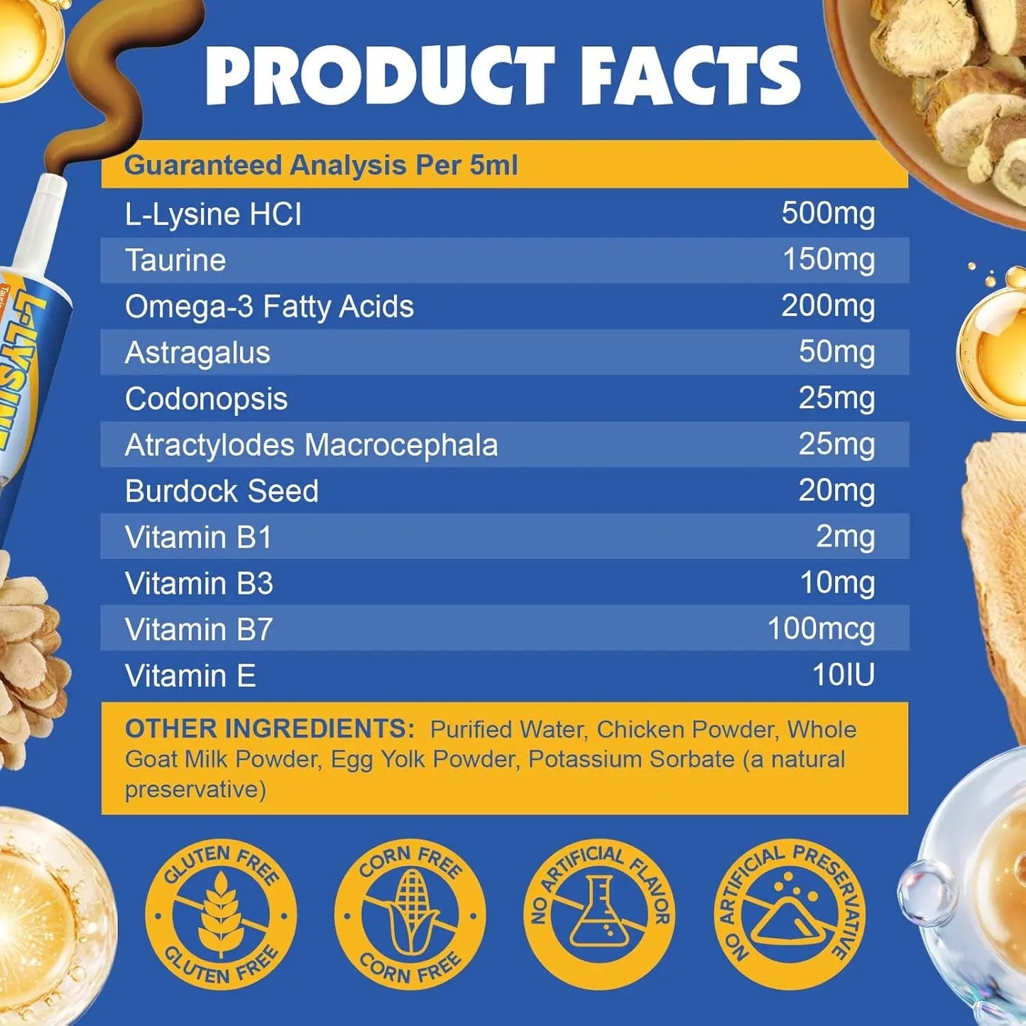 L-Lysine Paste for Cats Taurine Omega 3 Immune Eye Respiratory 60ml
