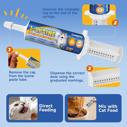 L-Lysine Paste for Cats Taurine Omega 3 Immune Eye Respiratory 60ml