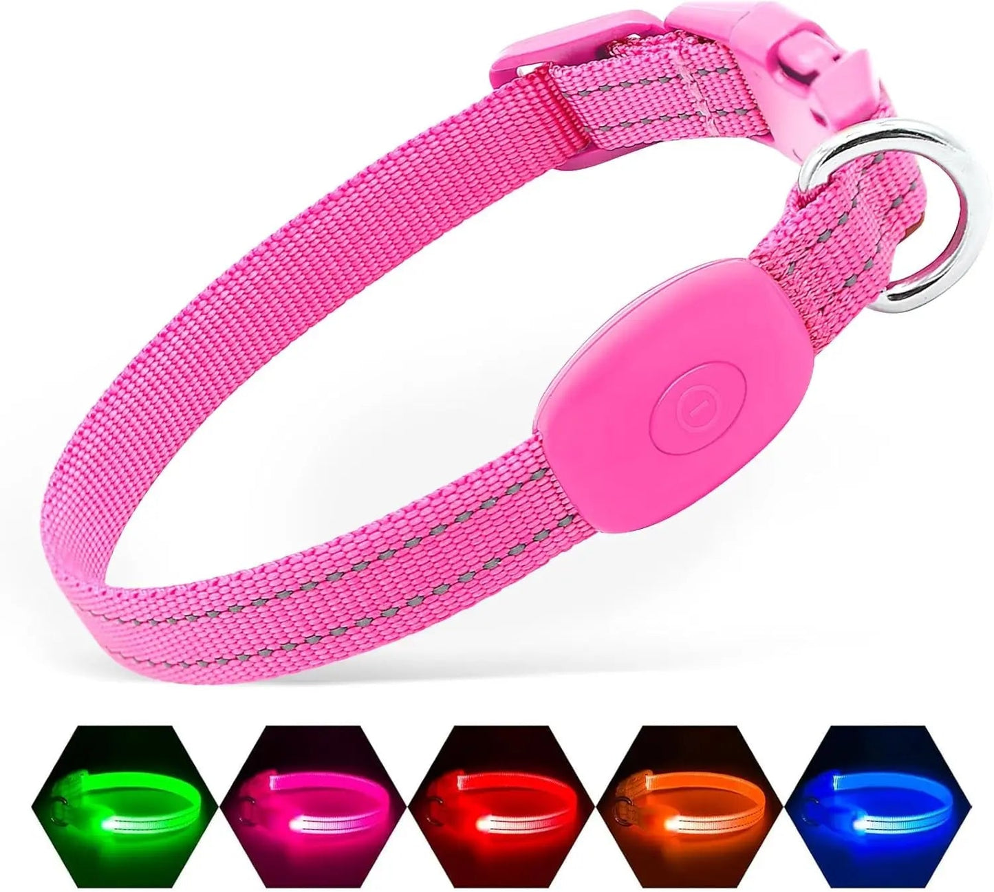LED Dog Collar Rechargeable Light-Up Safety Collar for Night Walking (colors)