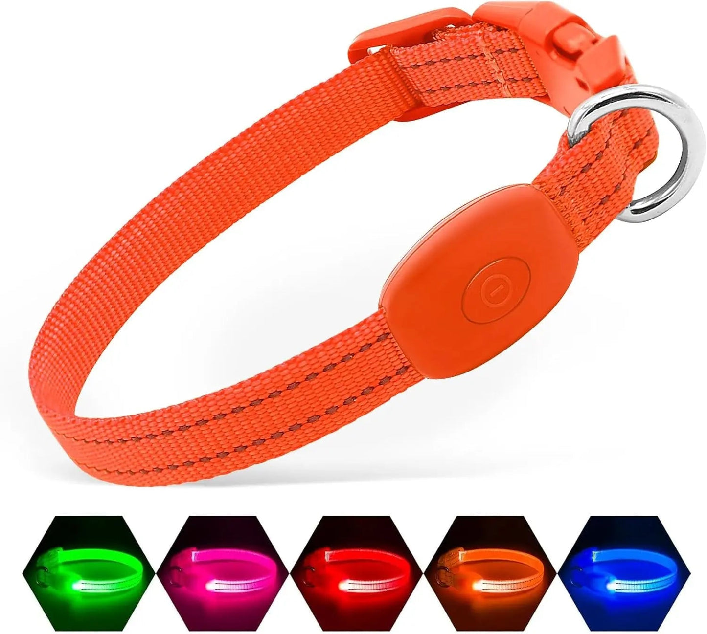 LED Dog Collar Rechargeable Light-Up Safety Collar for Night Walking (colors)