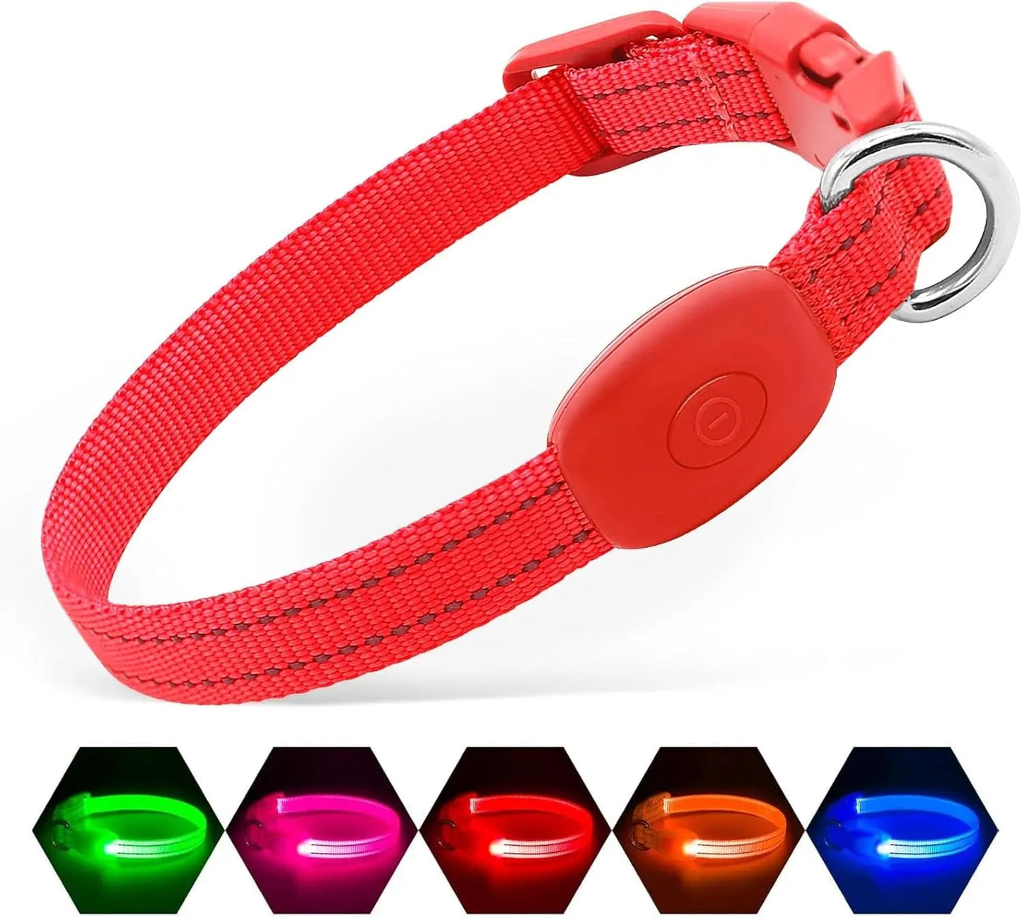 LED Dog Collar Rechargeable Light-Up Safety Collar for Night Walking (colors)