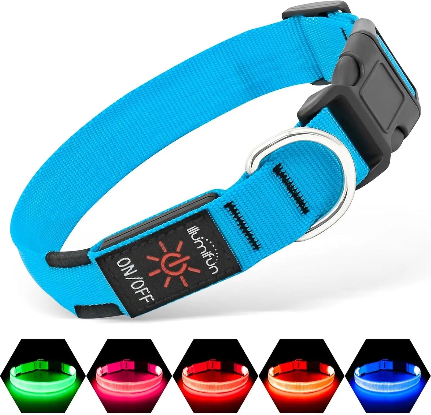 LED Dog Collar Rechargeable Light-Up Safety Collar for Night Walking (colors)