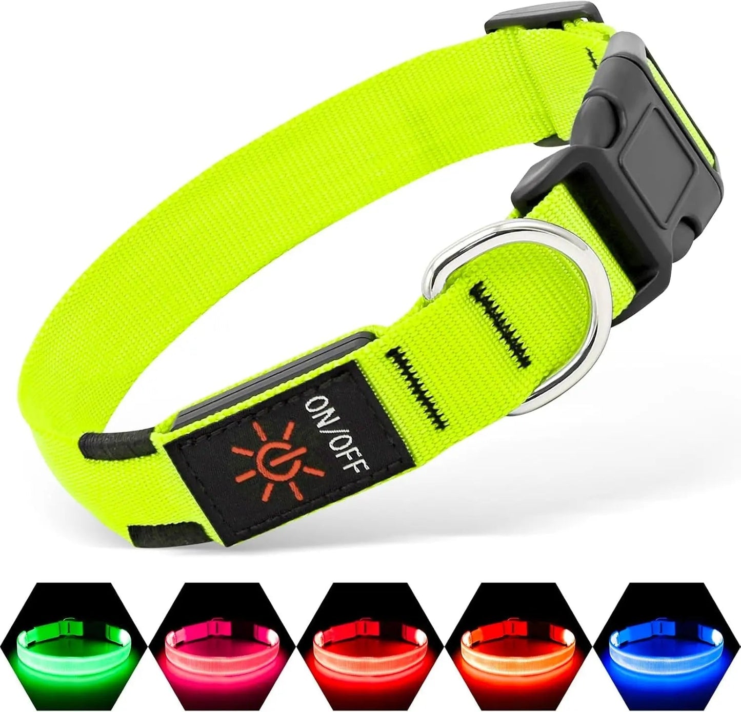 LED Dog Collar Rechargeable Light-Up Safety Collar for Night Walking (colors)