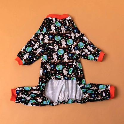 Large Dog Pajamas Space Astronaut Print Recovery Shirt UV Pullover