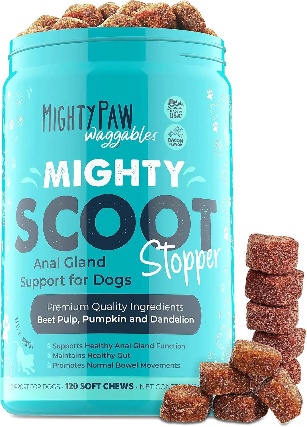 Mighty Scoot Dog Anal Gland & Digestive Support Fiber Chews 120 Ct