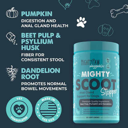 Mighty Scoot Dog Anal Gland & Digestive Support Fiber Chews 120 Ct