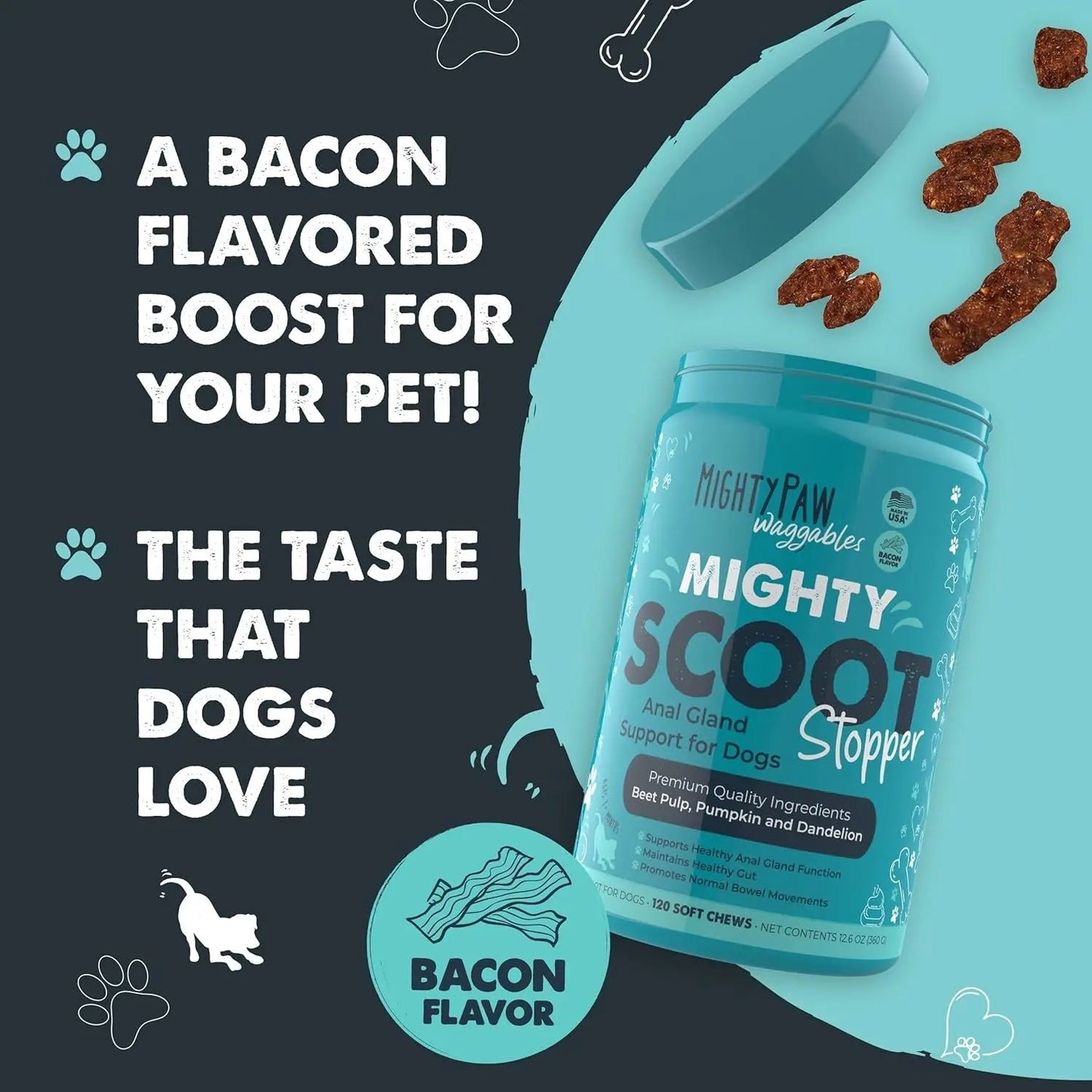 Mighty Scoot Dog Anal Gland & Digestive Support Fiber Chews 120 Ct