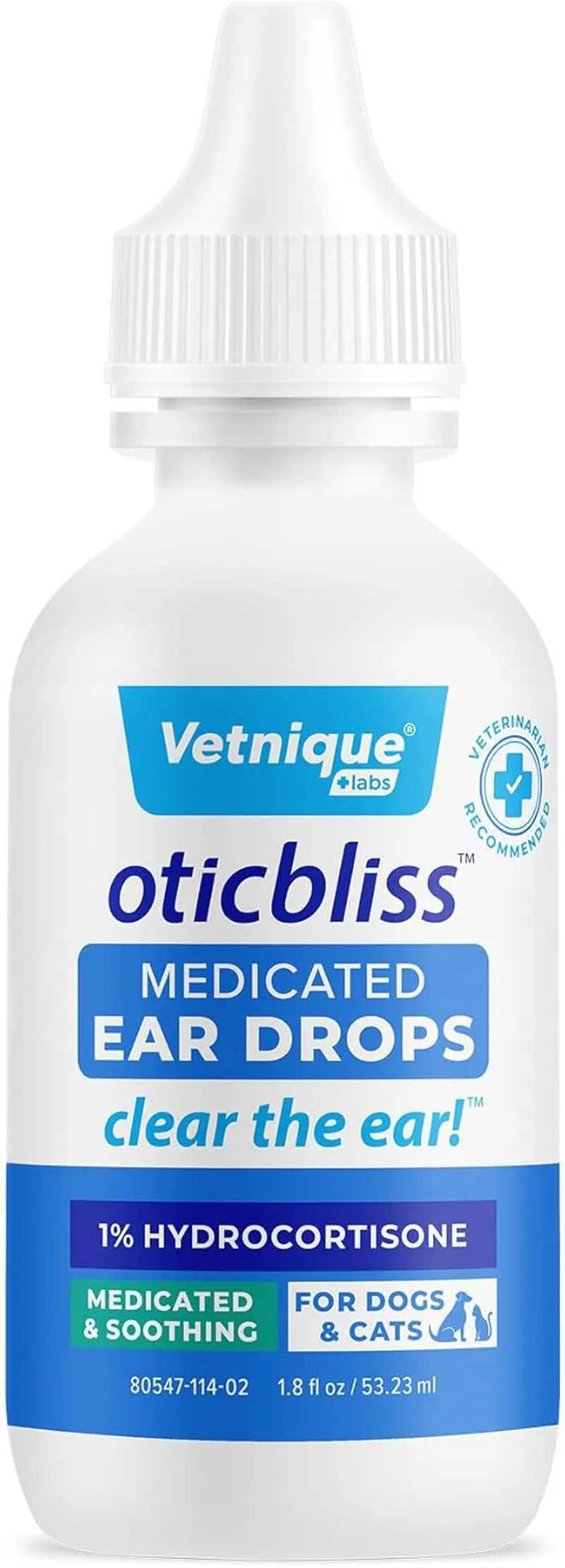Oticbliss Cat & Dog Ear Infection Drops – MicroSilver & Hydrocortisone Relief
