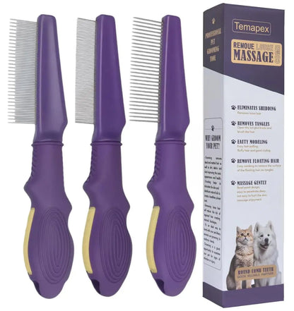 Pet Flea Comb Stainless Steel Teeth Detangling Grooming Tool Dogs Cats