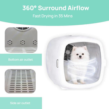 Pet Grooming Dryer Box Quiet Smart Temp Fast Dry Negative Ion Dog Cat