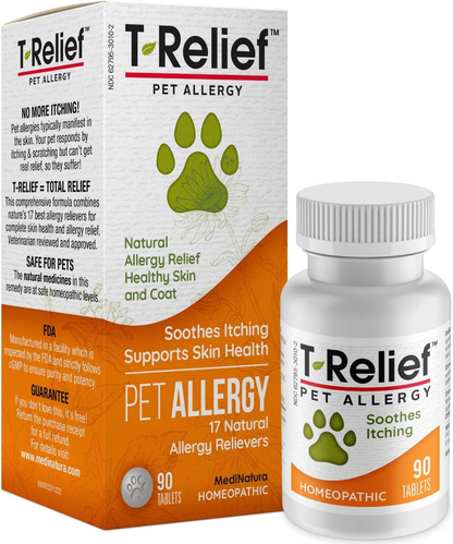 Pet Allergy Relief Tablets Dogs Cats Itchy Skin Hot Spots Natural 90ct