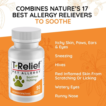 Pet Allergy Relief Tablets Dogs Cats Itchy Skin Hot Spots Natural 90ct