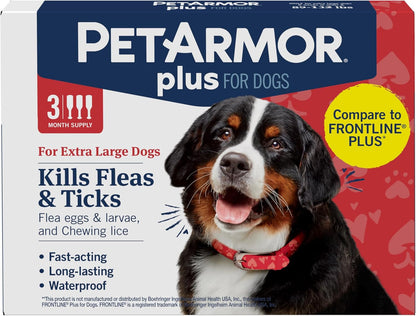 PetArmor Plus Flea Tick Treatment Dogs Waterproof Fast Acting 5-132lbs