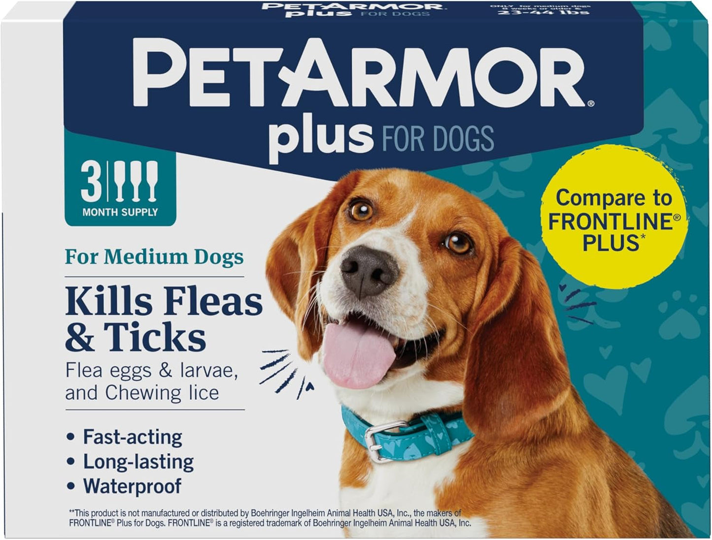 PetArmor Plus Flea Tick Treatment Dogs Waterproof Fast Acting 5-132lbs