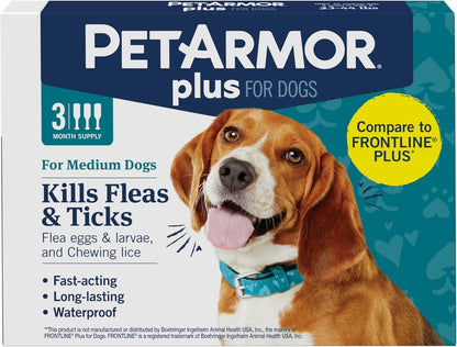 PetArmor Plus Flea Tick Treatment Dogs Waterproof Fast Acting 5-132lbs