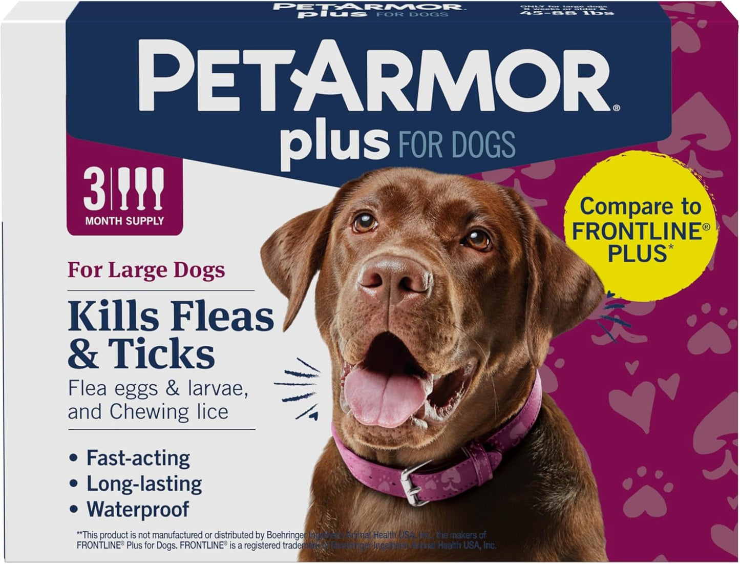 PetArmor Plus Flea Tick Treatment Dogs Waterproof Fast Acting 5-132lbs