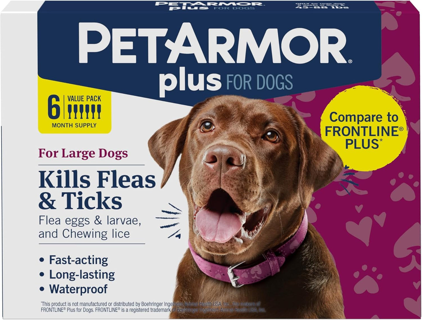 PetArmor Plus Flea Tick Treatment Dogs Waterproof Fast Acting 5-132lbs
