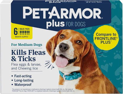 PetArmor Plus Flea Tick Treatment Dogs Waterproof Fast Acting 5-132lbs