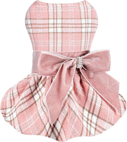 Plaid Dog Sweater Dress for Small Dogs – Warm Winter Outfit for Girl & Boy Puppies