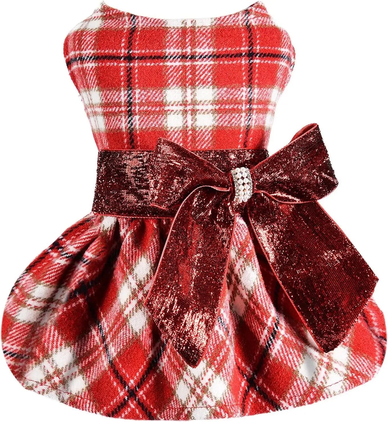 Plaid Dog Sweater Dress for Small Dogs – Warm Winter Outfit for Girl & Boy Puppies