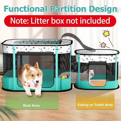 Portable Cat & Dog Playpen Foldable Pet Tent 32" Indoor Outdoor 600D Oxford