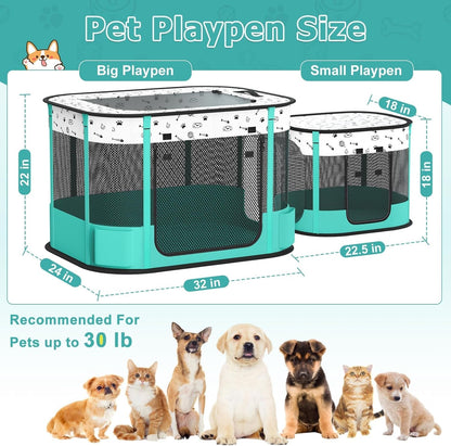 Portable Cat & Dog Playpen Foldable Pet Tent 32" Indoor Outdoor 600D Oxford