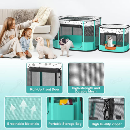 Portable Cat & Dog Playpen Foldable Pet Tent 32" Indoor Outdoor 600D Oxford