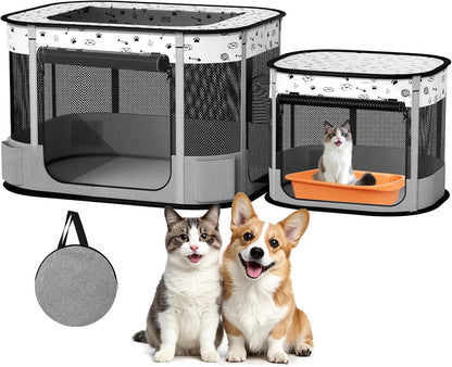 Portable Cat & Dog Playpen Foldable Pet Tent 32" Indoor Outdoor 600D Oxford