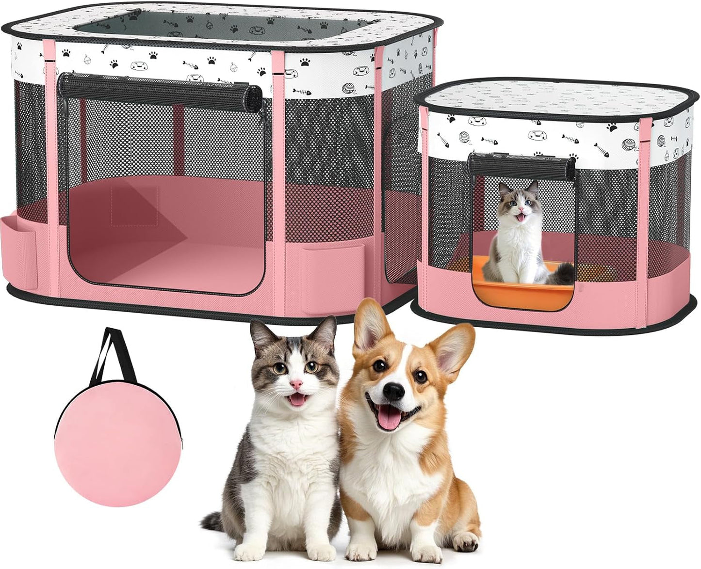 Portable Cat & Dog Playpen Foldable Pet Tent 32" Indoor Outdoor 600D Oxford