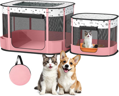 Portable Cat & Dog Playpen Foldable Pet Tent 32" Indoor Outdoor 600D Oxford
