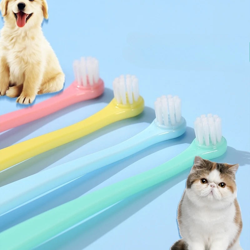 Dog Toothbrush Micro Head Teeth Cleaning Tool for Small Mouth Dogs Cats Comfortable Handle Toothbrushes