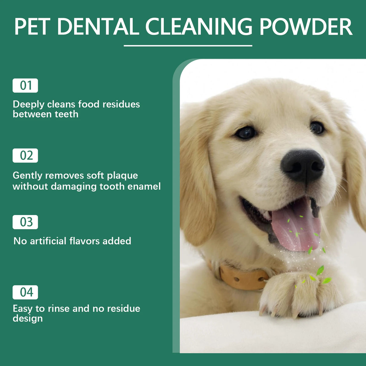 Pet Teeth Cleaning Powder for Dog Reduces Tartar and Calculus Protect Dog Oral Gum Health Freshen Breath Dog Cleaning Products