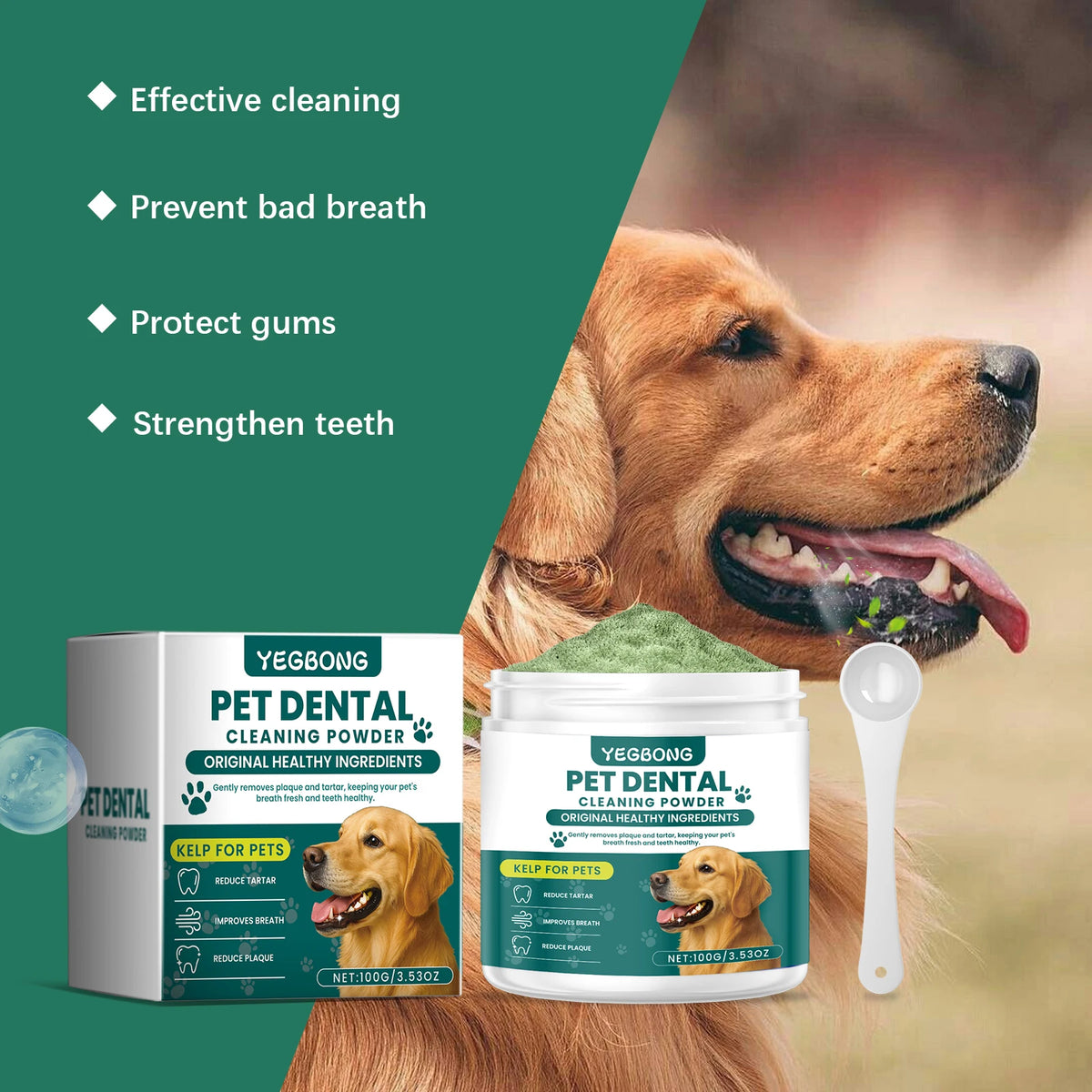 Pet Teeth Cleaning Powder for Dog Reduces Tartar and Calculus Protect Dog Oral Gum Health Freshen Breath Dog Cleaning Products