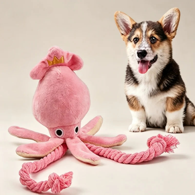 Squeaky Octopus Dog Toy Cotton Rope Interactive Chew Toy Boredom Relief Self Play Pet Toy for Small Puppy Dogs Wholesale