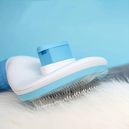 Easy-to-Clean Dog&Cat Grooming Brush-Gentle Hair Removal Massage Comb with One-Button Operation, Ideal for All Dog & Cat Breeds