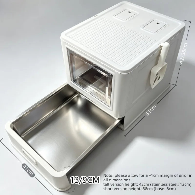 Stainless Steel Cat Litter Box Drawer Fully Enclosed Large Cat Bedpans High Odor Proof Cats Litter Boxes Pet Cleaning Supplies