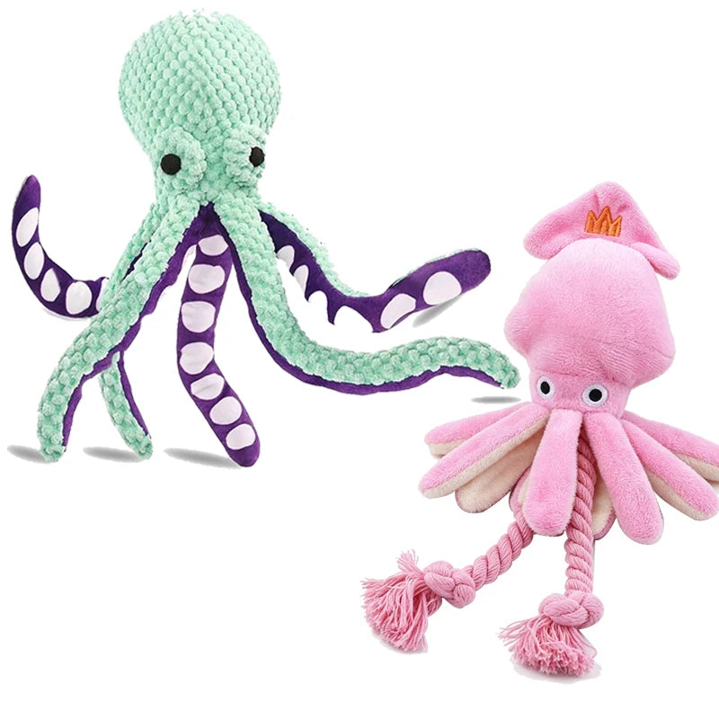 Squeaky Octopus Dog Toy Cotton Rope Interactive Chew Toy Boredom Relief Self Play Pet Toy for Small Puppy Dogs Wholesale