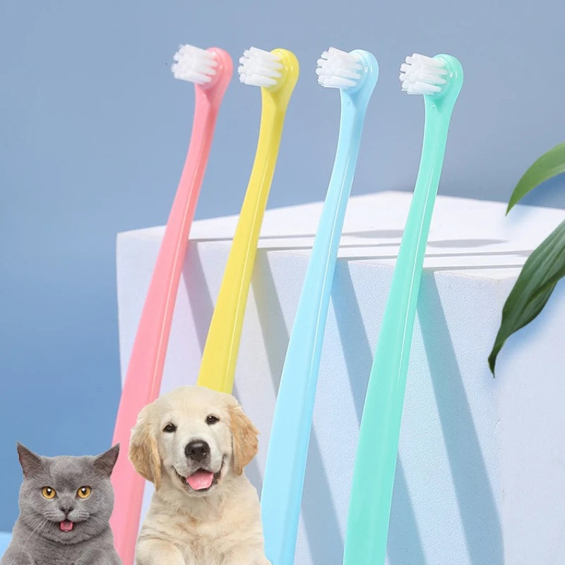 Dog Toothbrush Micro Head Teeth Cleaning Tool for Small Mouth Dogs Cats Comfortable Handle Toothbrushes