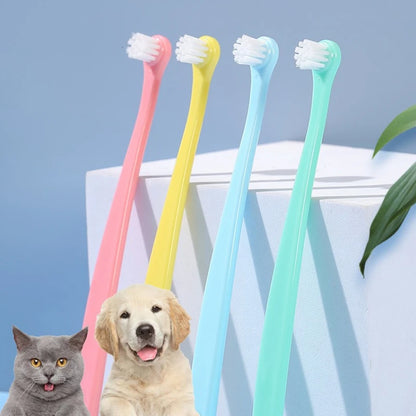 Dog Toothbrush Micro Head Teeth Cleaning Tool for Small Mouth Dogs Cats Comfortable Handle Toothbrushes