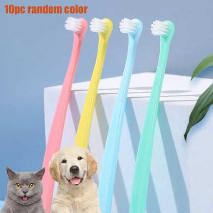 Dog Toothbrush Micro Head Teeth Cleaning Tool for Small Mouth Dogs Cats Comfortable Handle Toothbrushes