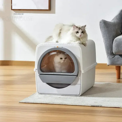 Fully Enclosed Feces Shovel Litter Box Cat Bedpans Semi-automatic Intelligent Cat Litter Box Deodorant Easy To Clean Cat Toilet