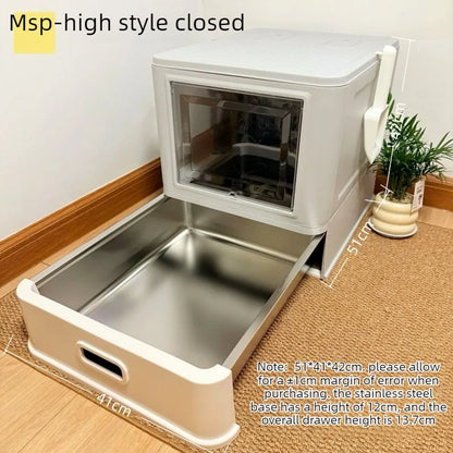 Stainless Steel Cat Litter Box Drawer Fully Enclosed Large Cat Bedpans High Odor Proof Cats Litter Boxes Pet Cleaning Supplies