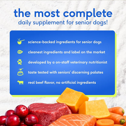 Senior Dog Multivitamin Powder 12-in-1 Joint Brain Digestion Immune 30 Scoops