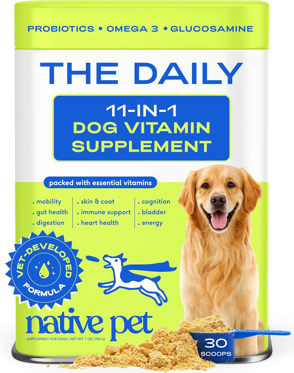 Senior Dog Multivitamin Powder 12-in-1 Joint Brain Digestion Immune 30 Scoops