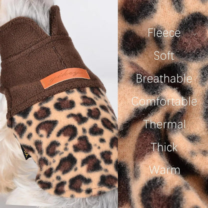 Small Dog Fleece Sweater Leopard Warm Puppy Pullover XS–L (7 color options)